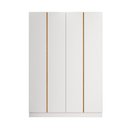 Ver imagem 2 de Guarda Roupa Casal Linea 4 Portas Bater 4 Gavetas MDF Branco e Peroba Mambel Móveis