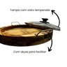 Gamela em Madeira Teca com Alças para Churrasco Redonda com Tampa de Vidro - 2