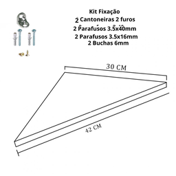 Prateleira de Canto 42x30 Cm Preto em Mdf - 3