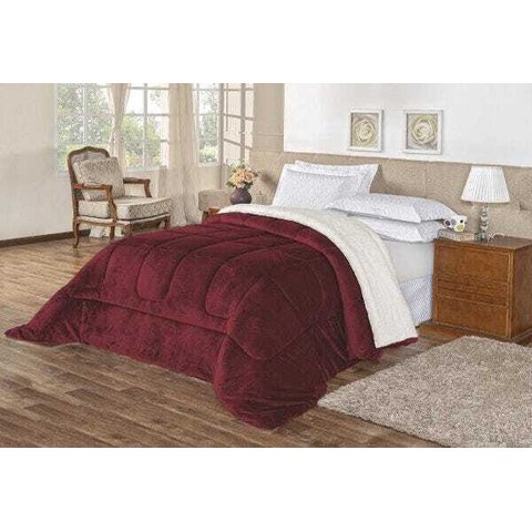 Coberdrom Casal Padrão Everest Sherpa Tipo Lã de Carneiro:Vinho