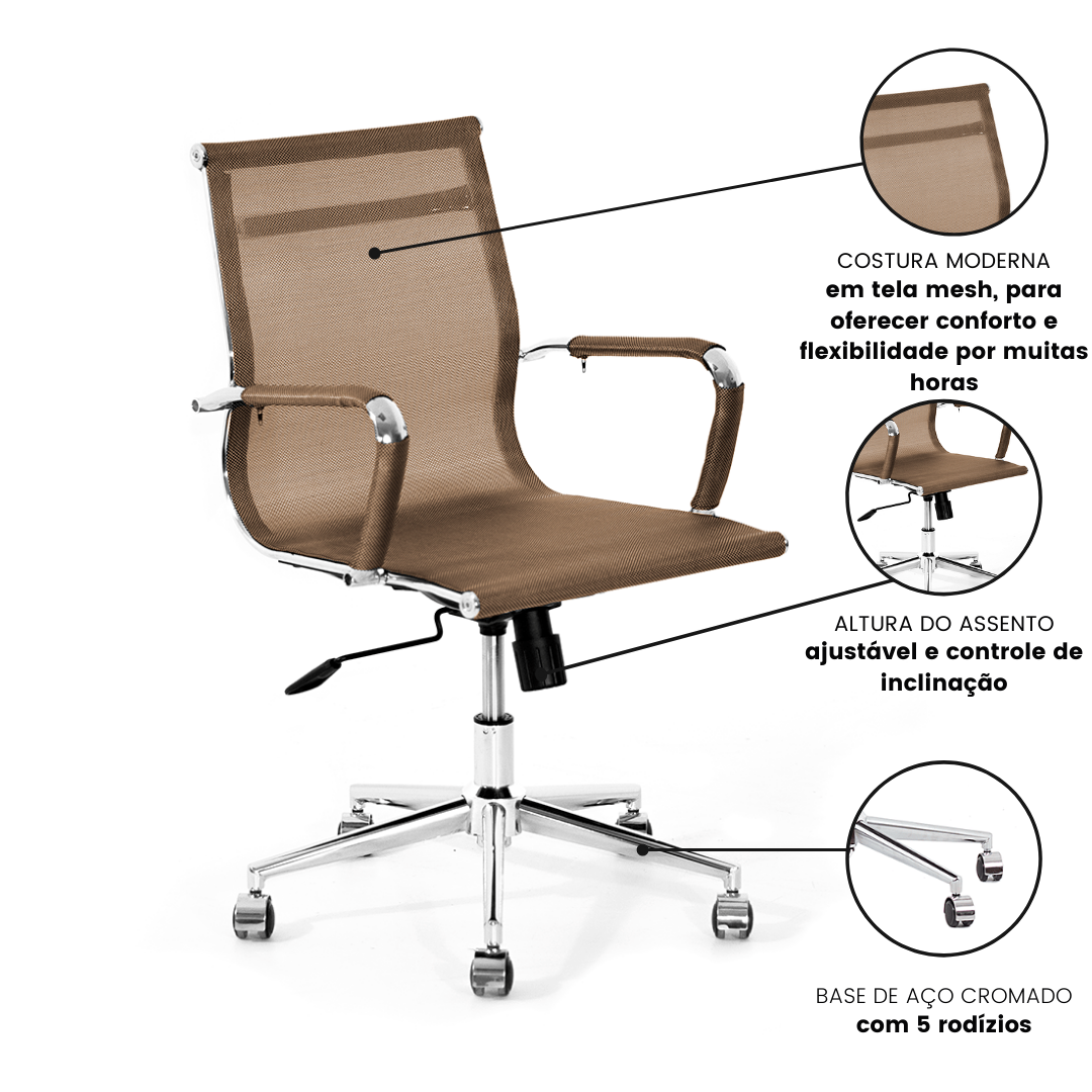 Cadeira de Escritório Esteirinha Charles Eames Tela Cobre - 4