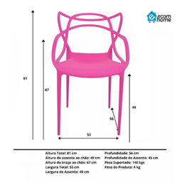 Cadeira Allegra Rosa - Kit com 6 - 6