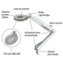 Ver imagem 2 de Lupa Luminária Estetica Mesa Profissional 120 Led Alto Brilho Depilação Tatuagens 220v