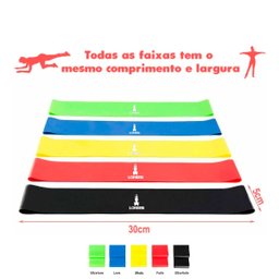 Kit Mini Band 5 Faixas Elásticas Exercício Funcional Pilates Ginástica - 4