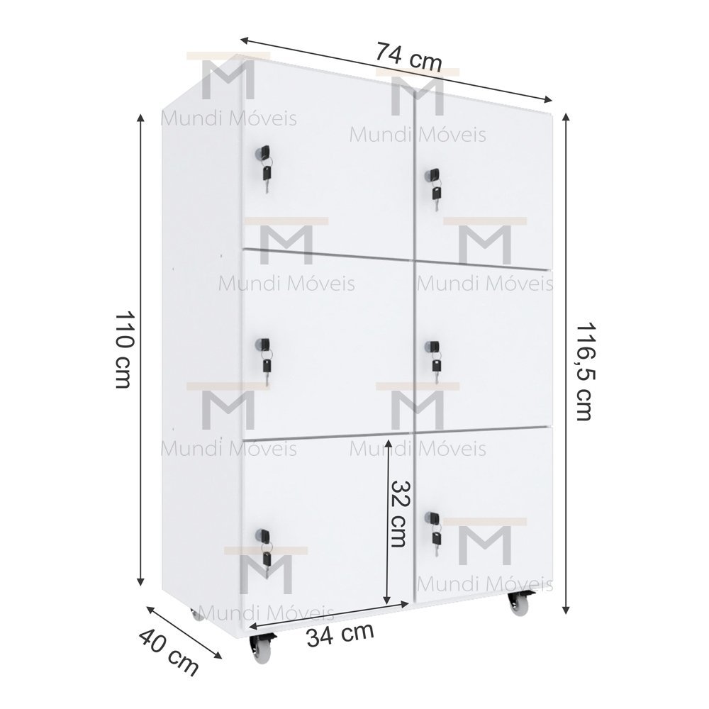 ARMÁRIO ESCANINHO 6 PORTAS COM RODINHAS M184.2021.B MUNDI MOVEIS - 2