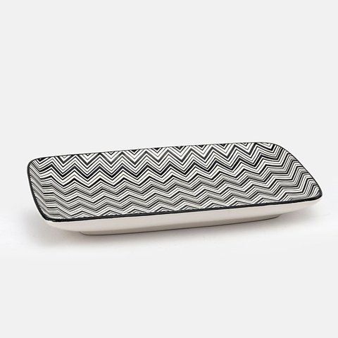 Travessa de Cerâmica Zig Zag Blue Gardenia