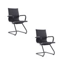 Ver imagem 1 de Kit com 2 Cadeiras Escritório Interlocutor Fixa Couro Ecológico/Aço Cromado Manhattan Black - Preto
