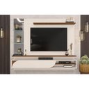 Ver imagem 1 de Painel Quarto P/ Tv até 60 Polegadas Ravi C/ Prateleiras e Nicho 180x152cm Off White/freijó - Dj M