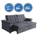 Ver imagem 3 de Sofá New Austrália 250 cm Retratil e Reclinavel Suede Cinza – Sofá na Web