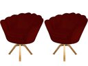 Ver imagem 1 de Kit 2 Poltronas Decorativa Pétala Base Giratória Madeira Suede Marsala Ms Decor