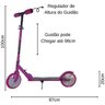 Patinete juvenil 2 Rodas Dobrável 100kg Cor: Rosa - 5