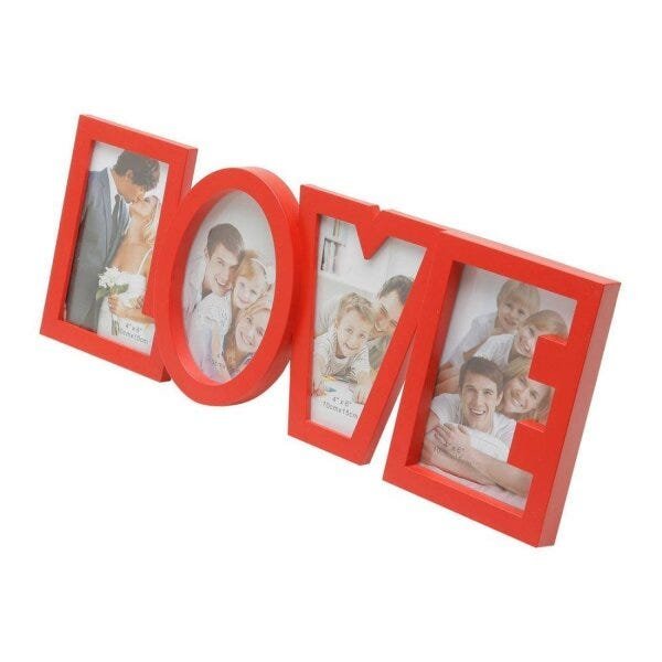 Porta Retrato de Plástico Love para 4 Fotos 10cmx15cm Rojemac - 1