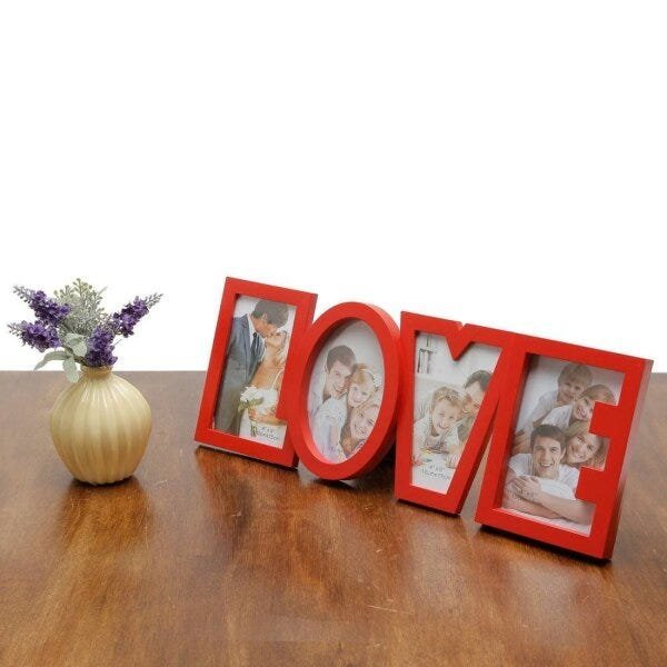 Porta Retrato de Plástico Love para 4 Fotos 10cmx15cm Rojemac - 3