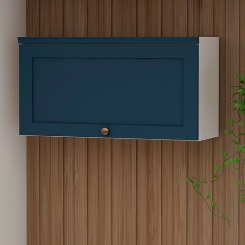 Armário de Cozinha Genialflex Iluminata 1 Pt 80 Cm Bco Azul