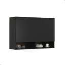 Ver imagem 2 de Armário Aéreo 3 Portas Cozinha Lavanderia Quarto - Mod.3026 Cor:preto