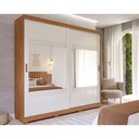 Ver imagem 1 de Guarda Roupa Casal 2 Portas de Correr e 4 Gavetas ec/ 2 Espelhos e Pés Blumenau Cinamomo/Off White