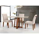 Ver imagem 2 de Mesa Delta Cor Freijó e Fendi para 4 Lugares Retangular 1,4x0,90 - Madeira Maciça e Tampo de Vidro T