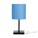 Ver imagem 1 de Abajur Eros Cilindrico Azul Base Toda Preta Quadrada