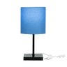 Abajur Eros Cilindrico Azul Base Toda Preta Quadrada - 2