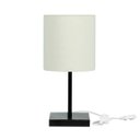 Ver imagem 1 de Abajur Eros Cilindrico Bege Base Toda Preta Quadrada