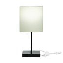 Ver imagem 2 de Abajur Eros Cilindrico Bege Base Toda Preta Quadrada