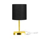 Ver imagem 1 de Abajur Eros Cilindrico Preto Base Toda Dourado Quadrada