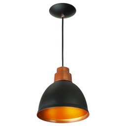 Lustre Pendente Karina De Alumínio Preto com Cobre - 1