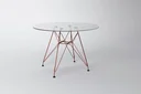 Ver imagem 2 de Conjunto De Jantar Eames De Ferro Cobre Tampo Redondo 110cm Vidro 4 Cadeiras Pretas