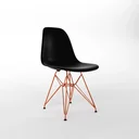Ver imagem 3 de Conjunto De Jantar Eames De Ferro Cobre Tampo Redondo 110cm Vidro 4 Cadeiras Pretas