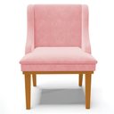 Ver imagem 6 de Kit 2 Cadeiras Decorativas Sala de Jantar Base Fixa de Madeira Firenze Suede Rosa Bebê/Castanho G19 