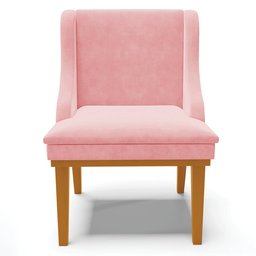 Kit 2 Cadeiras Decorativas Sala de Jantar Base Fixa de Madeira Firenze Suede Rosa Bebê/Castanho G19  - 6