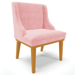 Kit 2 Cadeiras Decorativas Sala de Jantar Base Fixa de Madeira Firenze Suede Rosa Bebê/Castanho G19  - 7