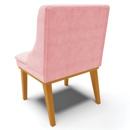 Kit 2 Cadeiras Decorativas Sala de Jantar Base Fixa de Madeira Firenze Suede Rosa Bebê/Castanho G19  - 9