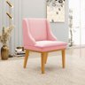 Kit 2 Cadeiras Decorativas Sala de Jantar Base Fixa de Madeira Firenze Suede Rosa Bebê/Castanho G19  - 2