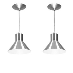 Kit 2 Lustres Pendentes Tenesse De Alumínio Escovado - 1