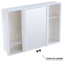 Armário Banheiro Espelheira Sobrepor e Embutir Branco | 29x41x10cm | 01 Porta | Astra - 6
