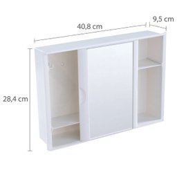 Armário Banheiro Espelheira Sobrepor e Embutir Branco | 29x41x10cm | 01 Porta | Astra - 3