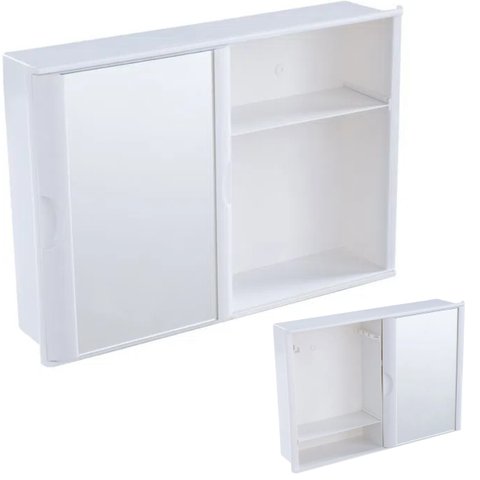 Armário Banheiro Espelheira Sobrepor e Embutir Branco | 29x41x10cm | 01 Porta | Astra