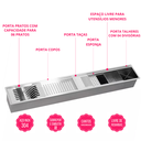 Ver imagem 3 de Calha Canal Organizador Inox 304 Escorredor Multiuso Escorredor Louça 123x19x14 Inovartte Ica02