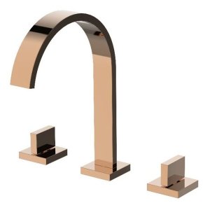 Torneira Misturador Duplo Comando Rose Gold Quadrada para Banheiro Lavabo Inovartte In48