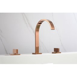 Torneira Misturador Duplo Comando Rose Gold Quadrada para Banheiro Lavabo Inovartte In48 - 2