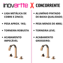 Ver imagem 2 de Torneira Misturador Duplo Comando Rose Gold Quadrada para Banheiro Lavabo Inovartte In48