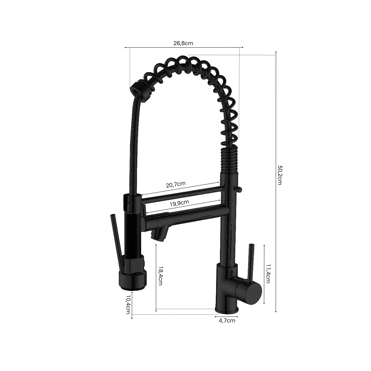 Torneira Monocomando Gourmet Preto Fosco Ducha Regulável Extensor 48cm Cozinha Área Gourmet In47 - 7