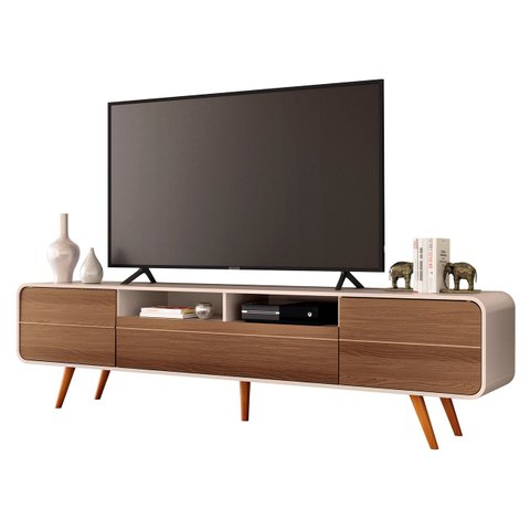 Rack Bancada de Tv 85 Pol 220cm Áureo H01 Castanho/off - Mpozenato