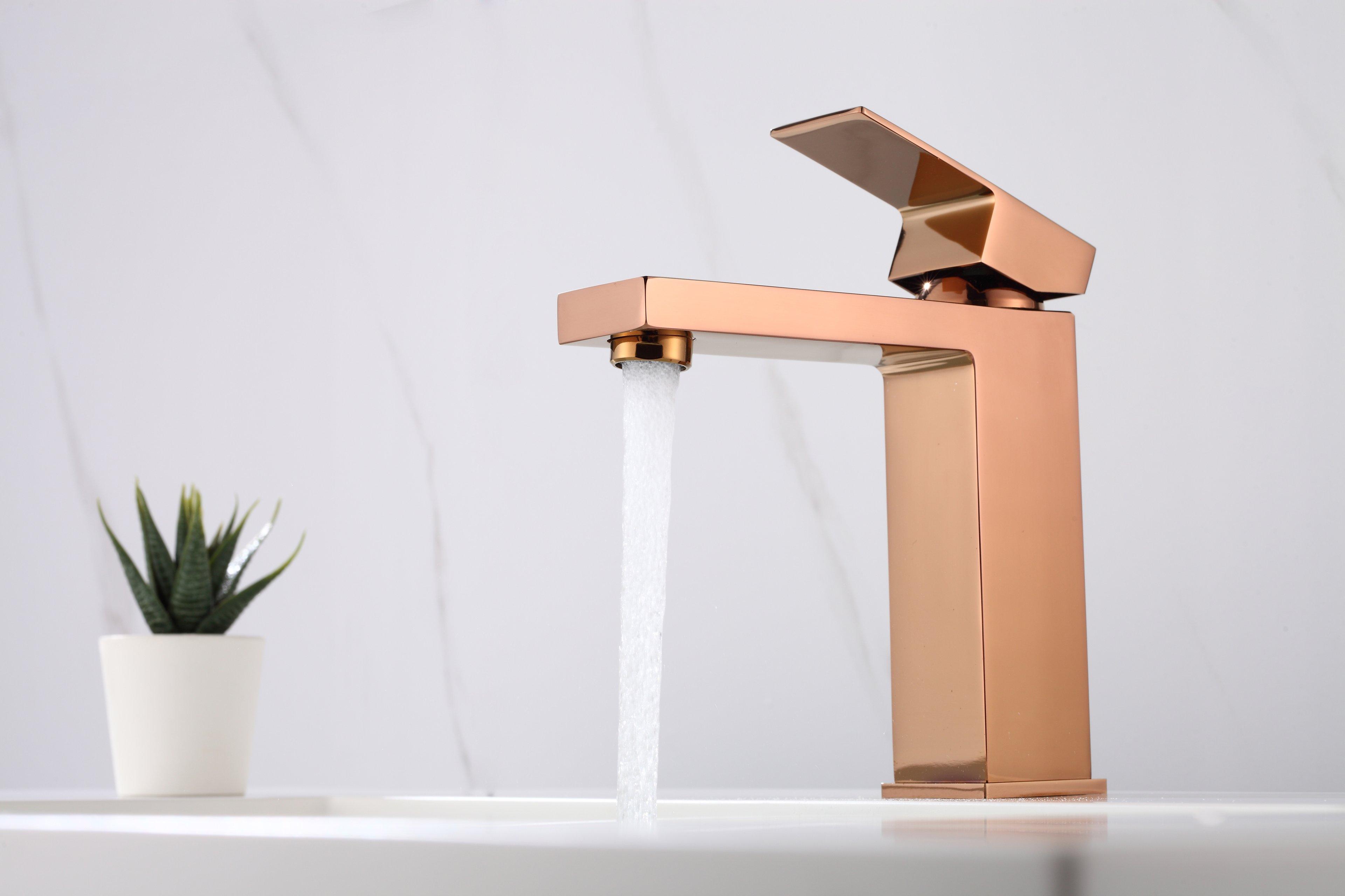 Torneira Monocomando Quadrada Bica Baixa Rose Gold Luxo Banheiro Lavabo Inovartte In49 - 4