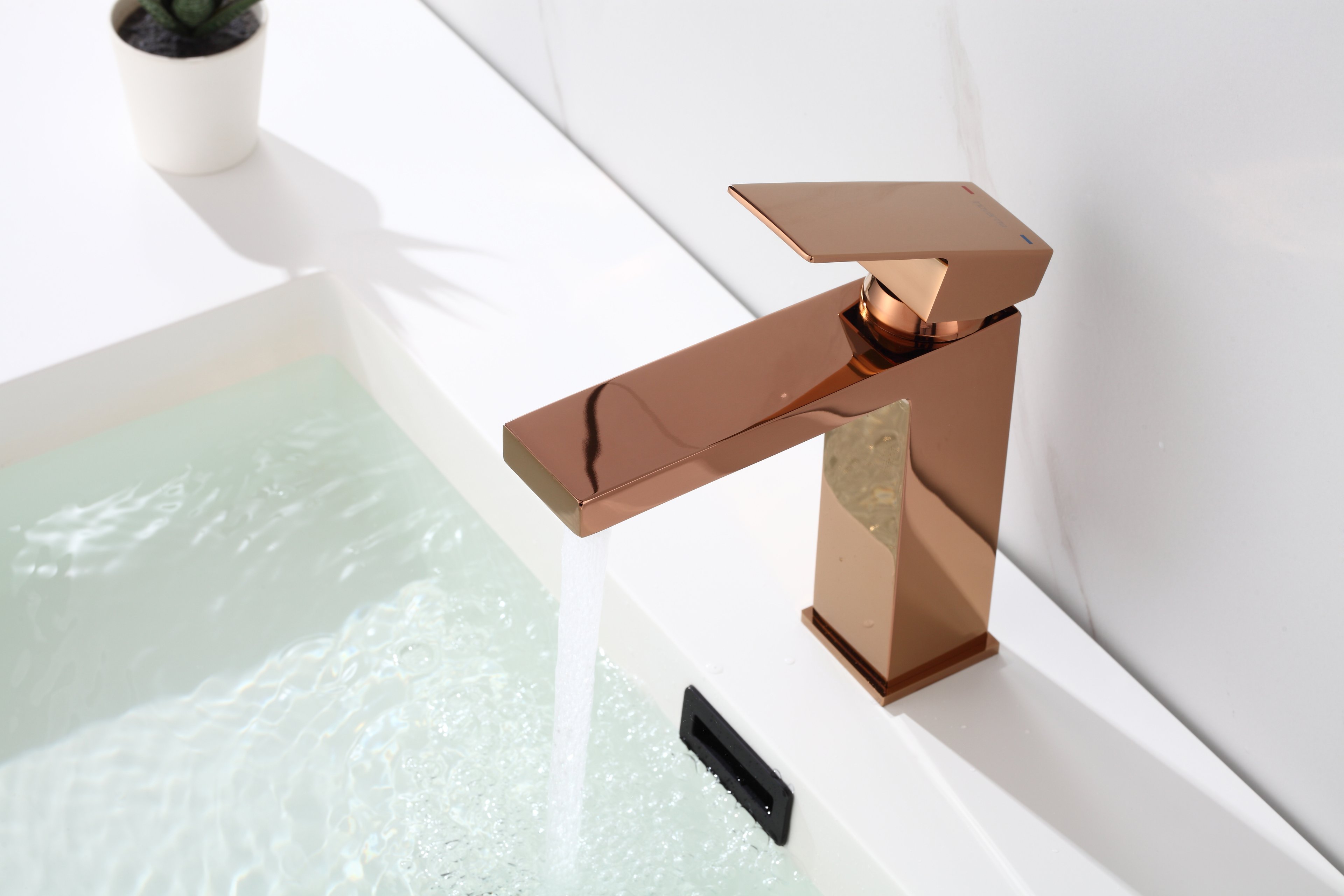 Torneira Monocomando Quadrada Bica Baixa Rose Gold Luxo Banheiro Lavabo Inovartte In49 - 5