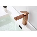 Ver imagem 7 de Torneira Monocomando Quadrada Bica Baixa Rose Gold Luxo Banheiro Lavabo Inovartte In49