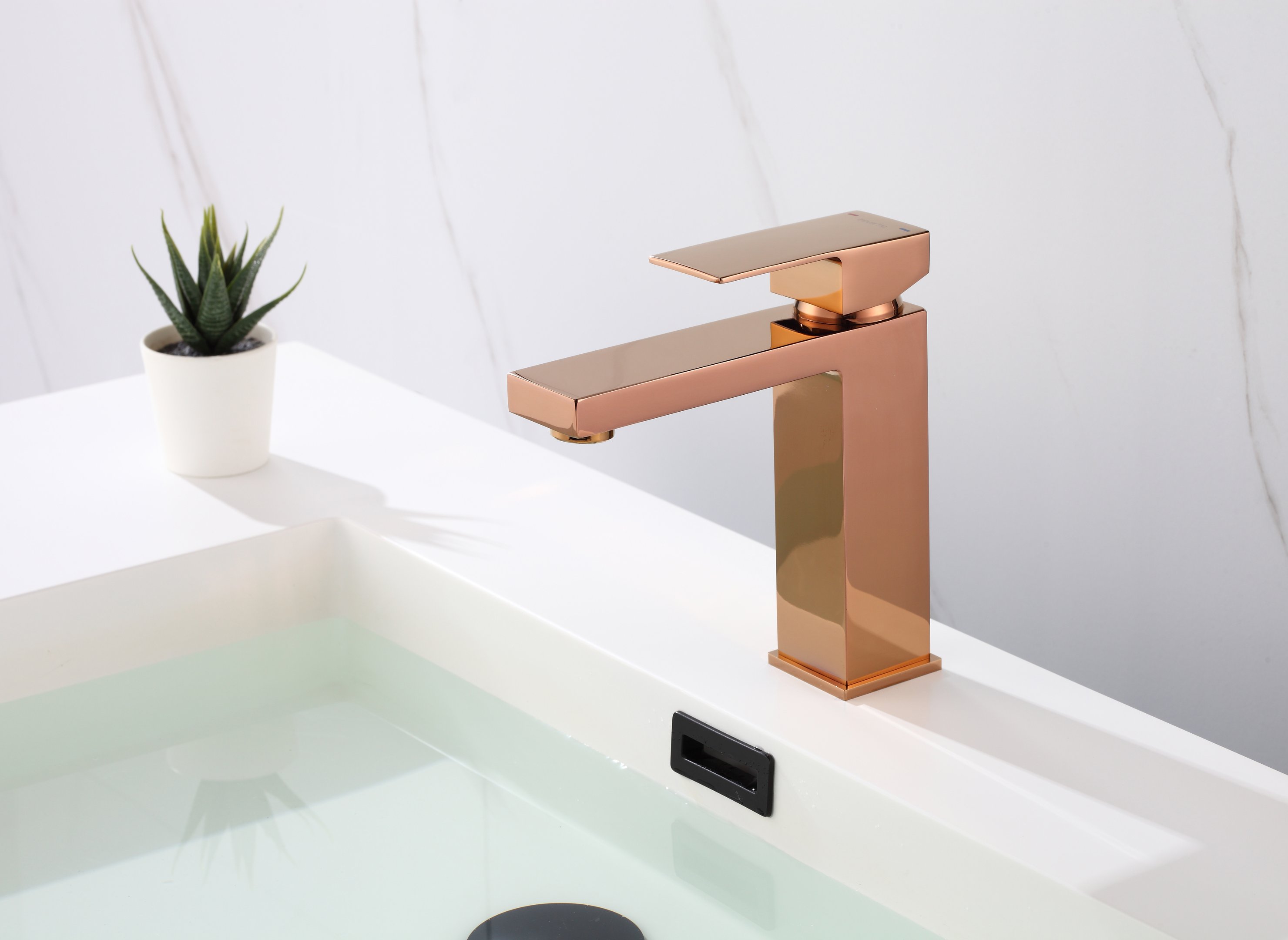 Torneira Monocomando Quadrada Bica Baixa Rose Gold Luxo Banheiro Lavabo Inovartte In49 - 2