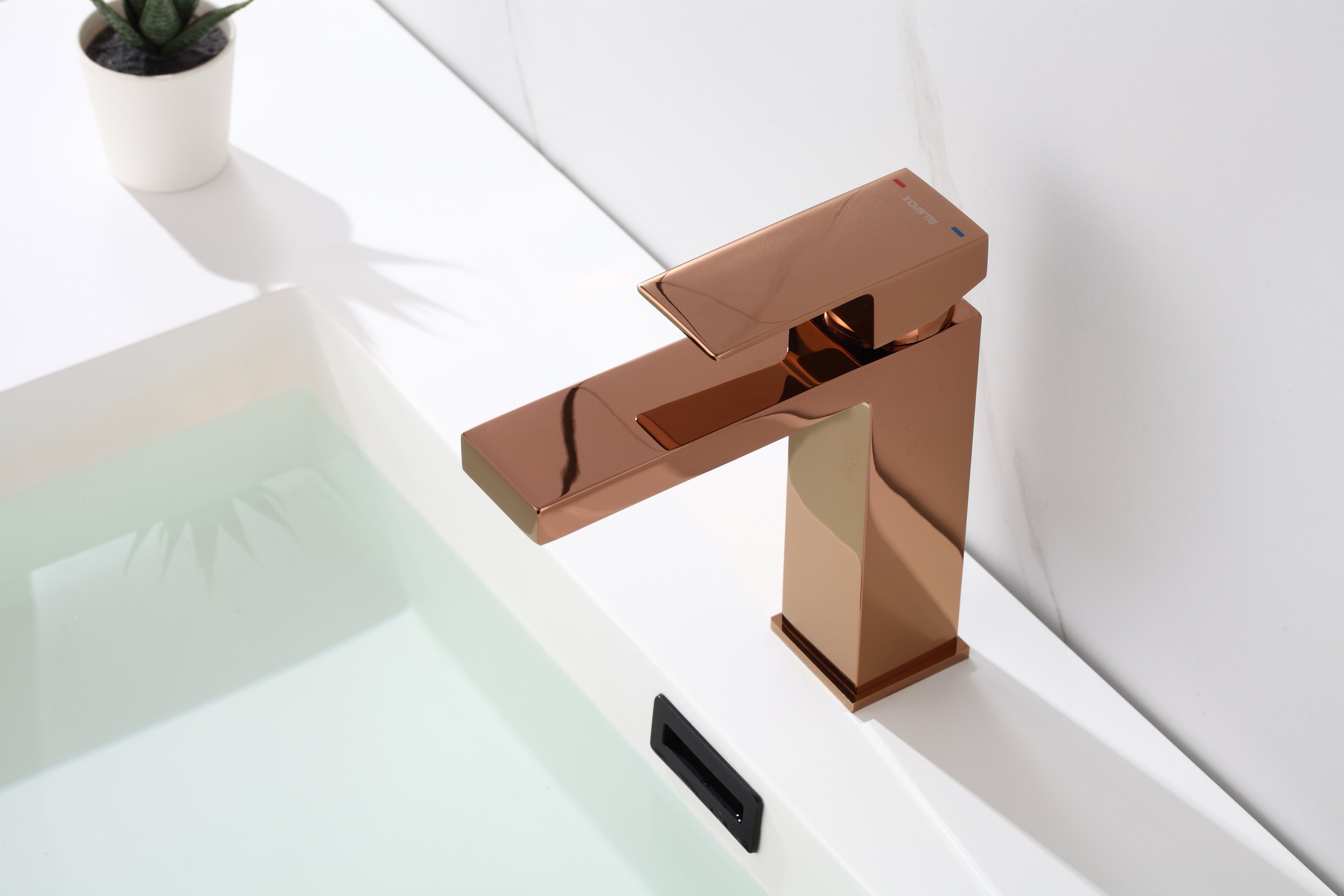 Torneira Monocomando Quadrada Bica Baixa Rose Gold Luxo Banheiro Lavabo Inovartte In49 - 6