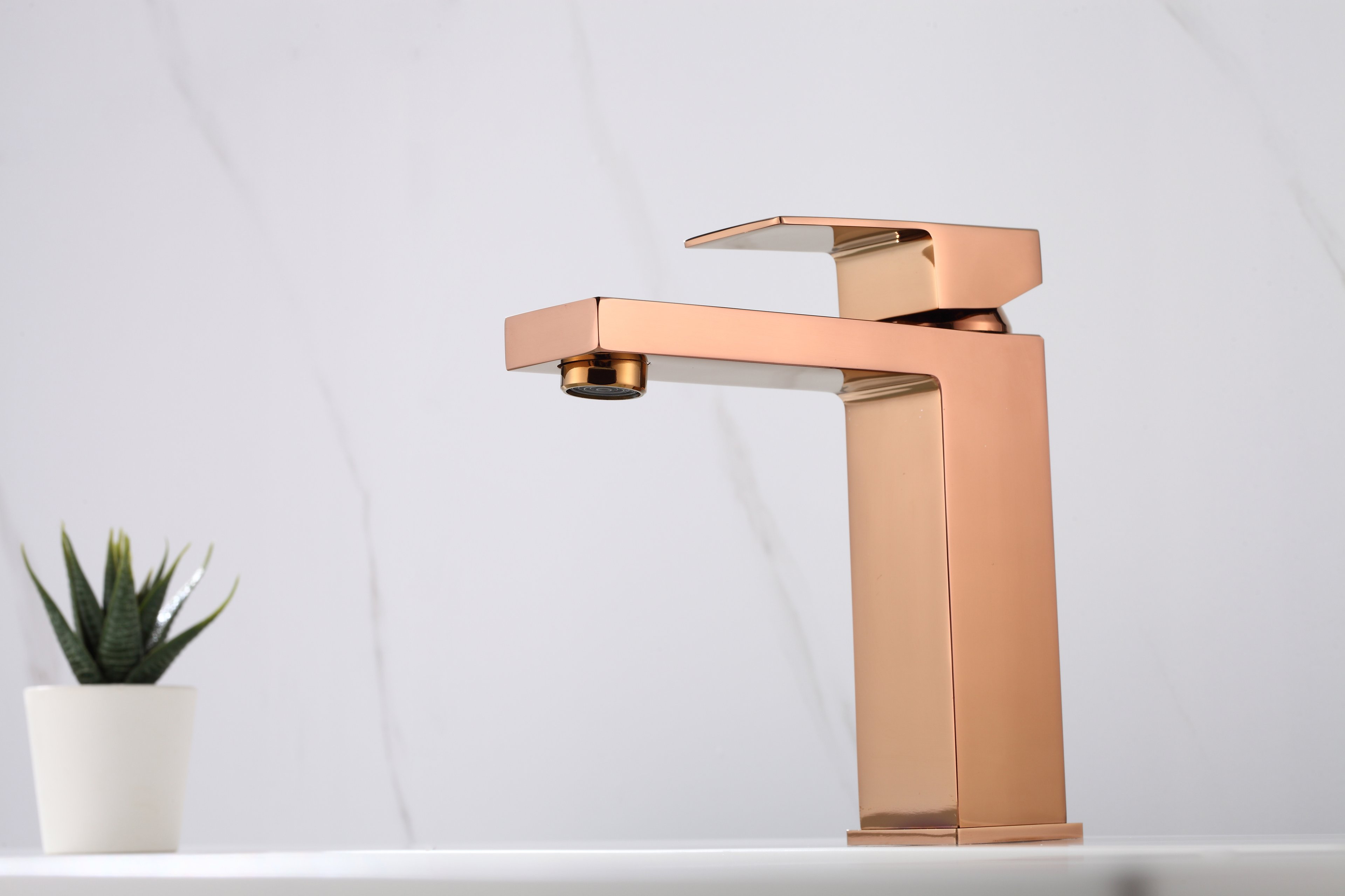 Torneira Monocomando Quadrada Bica Baixa Rose Gold Luxo Banheiro Lavabo Inovartte In49 - 3